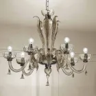 Lampadario a 6 Luci in Vetro Veneziano, Realizzato a Mano in Italia - Regina Viadurini