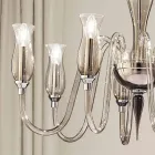 Lampadario a 8 Luci Artigianale in Vetro Veneziano Fumè Made in Italy - Vittoria Viadurini
