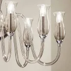 Lampadario a 8 Luci Artigianale in Vetro Veneziano Fumè Made in Italy - Vittoria Viadurini