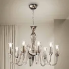 Lampadario a 8 Luci Artigianale in Vetro Veneziano Fumè Made in Italy - Vittoria Viadurini