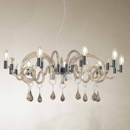 Lampadario a 9 Luci Artigianale in Vetro di Venezia Made in Italy - Bernadette Viadurini