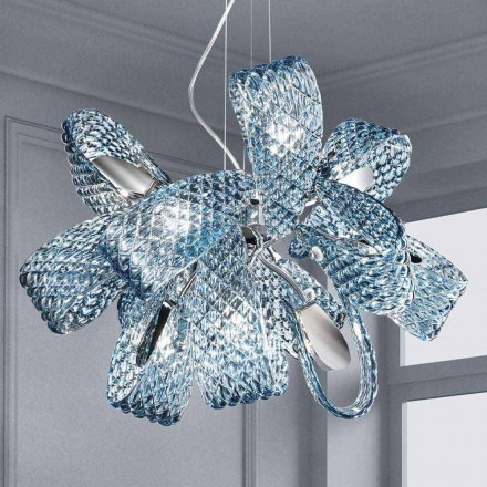 Lampadario a 9 Luci in Vetro Veneziano, Fatto a Mano in Italia - Diamonique Viadurini