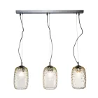 Lampadario a Due o Tre Lumi in Vetro Soffiato a Mano Made in Italy - Sibilla Viadurini