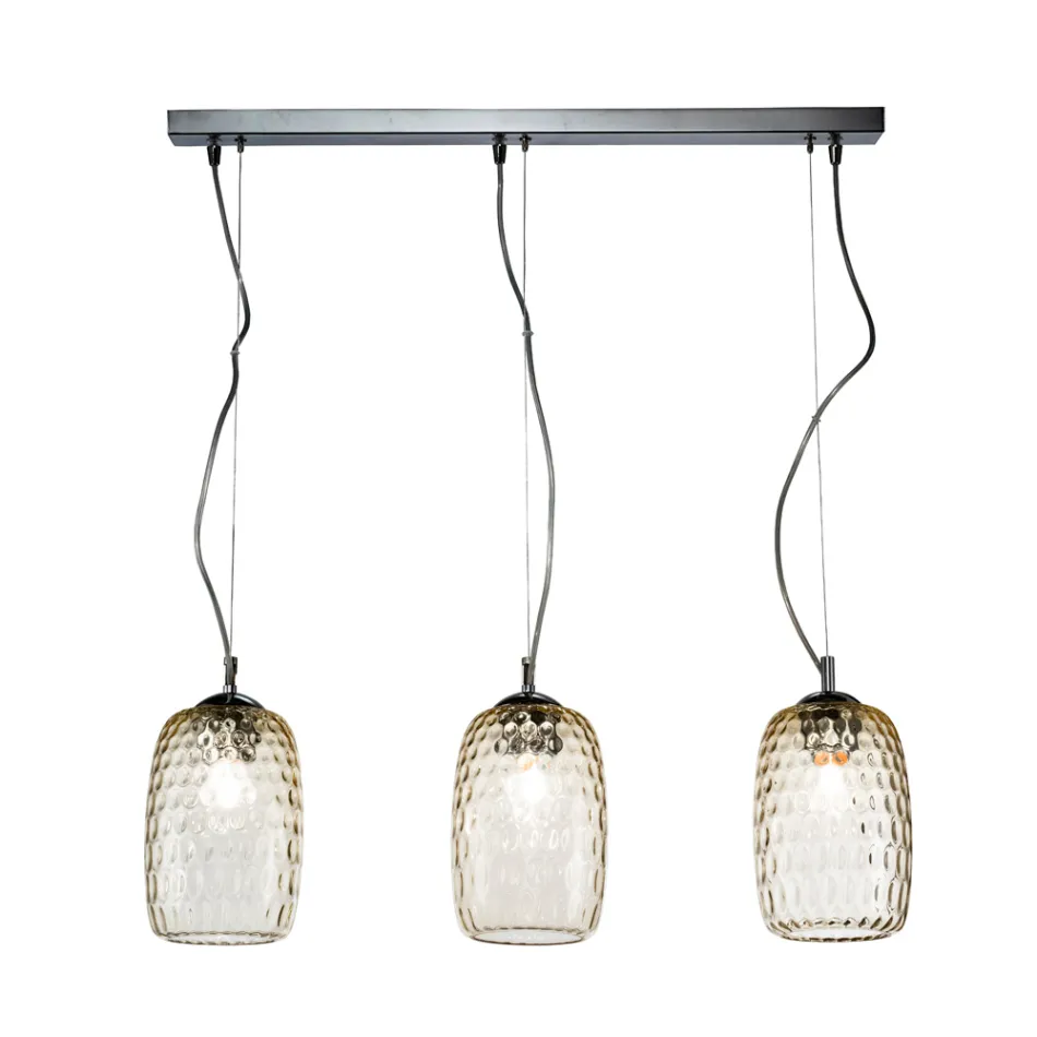 Lampadario a Due o Tre Lumi in Vetro Soffiato a Mano Made in Italy - Sibilla Viadurini