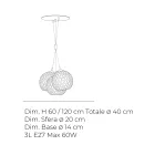 Lampadario a Mazzo Tre Lumi in Vetro Soffiato Veneziano Made in Italy - Lucilla Viadurini