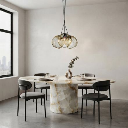Lampadario a Mazzo Tre Lumi in Vetro Soffiato Veneziano Made in Italy - Lucilla Viadurini