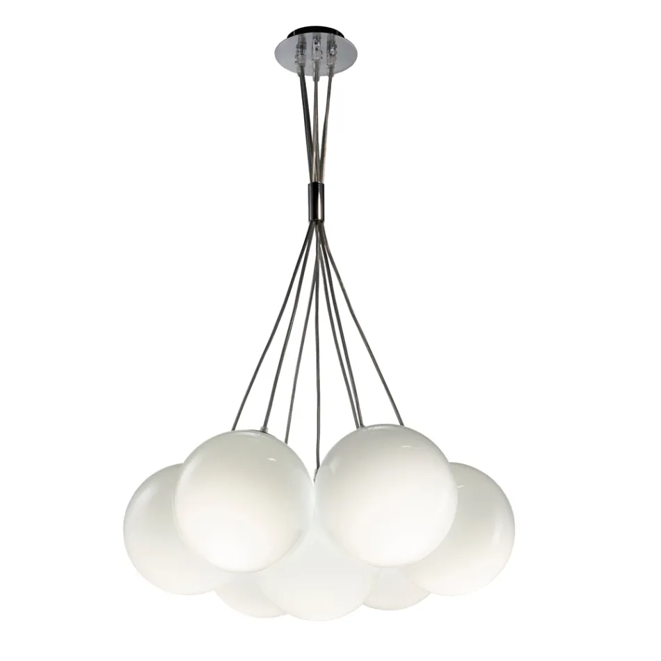 Lampadario a Sette Lumi in Vetro Lucido o Satinato Made in Italy - Althea Viadurini