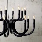 Lampadario a Sospensione a 16 o 32 Luci in Alluminio Bianco o Nero - Alviso Viadurini