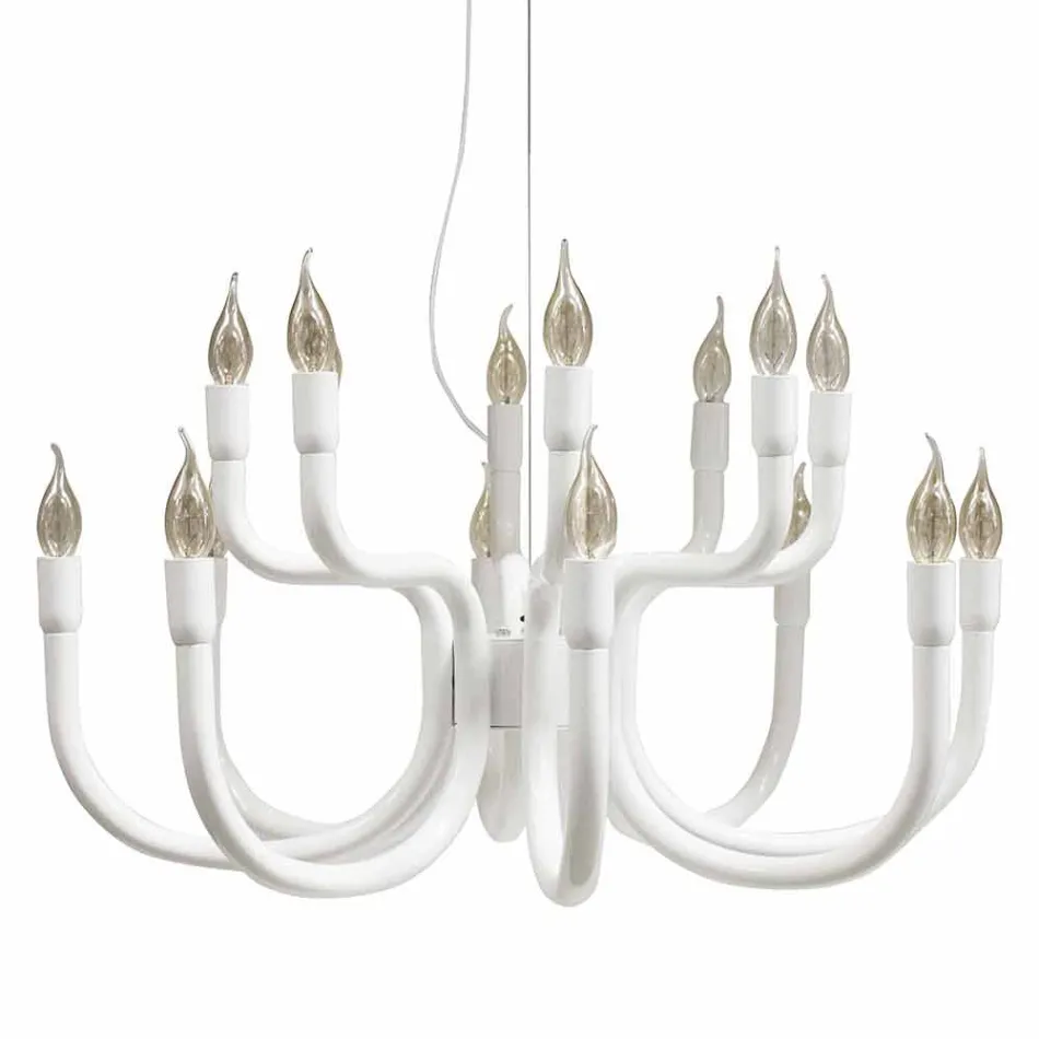 Lampadario a Sospensione a 16 o 32 Luci in Alluminio Bianco o Nero - Alviso Viadurini