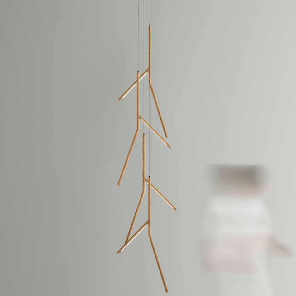 Lampadario a Sospensione con Rosone Unico in Legno Made in Italy - Orlov Viadurini
