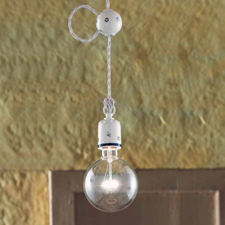 Lampadario a sospensione in ceramica stile rustico Ferroluce Viadurini