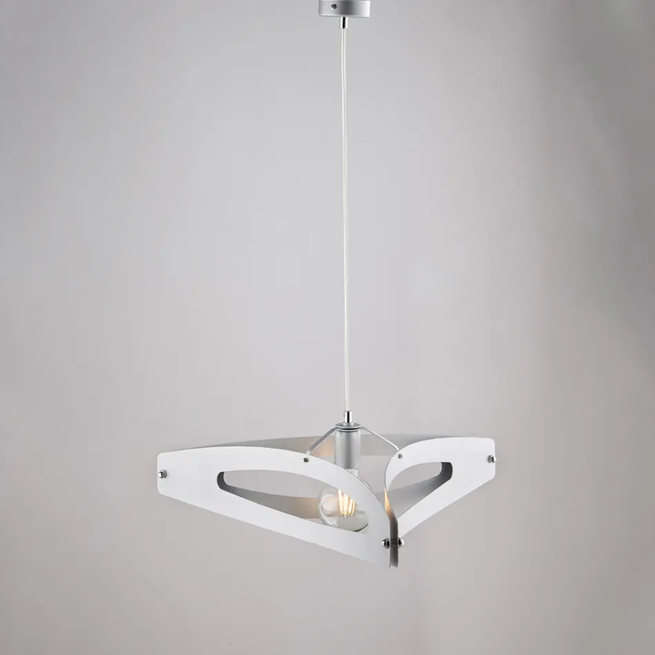 Lampadario a Sospensione in Metallo Bianco Cromo Argento per - Apus Viadurini