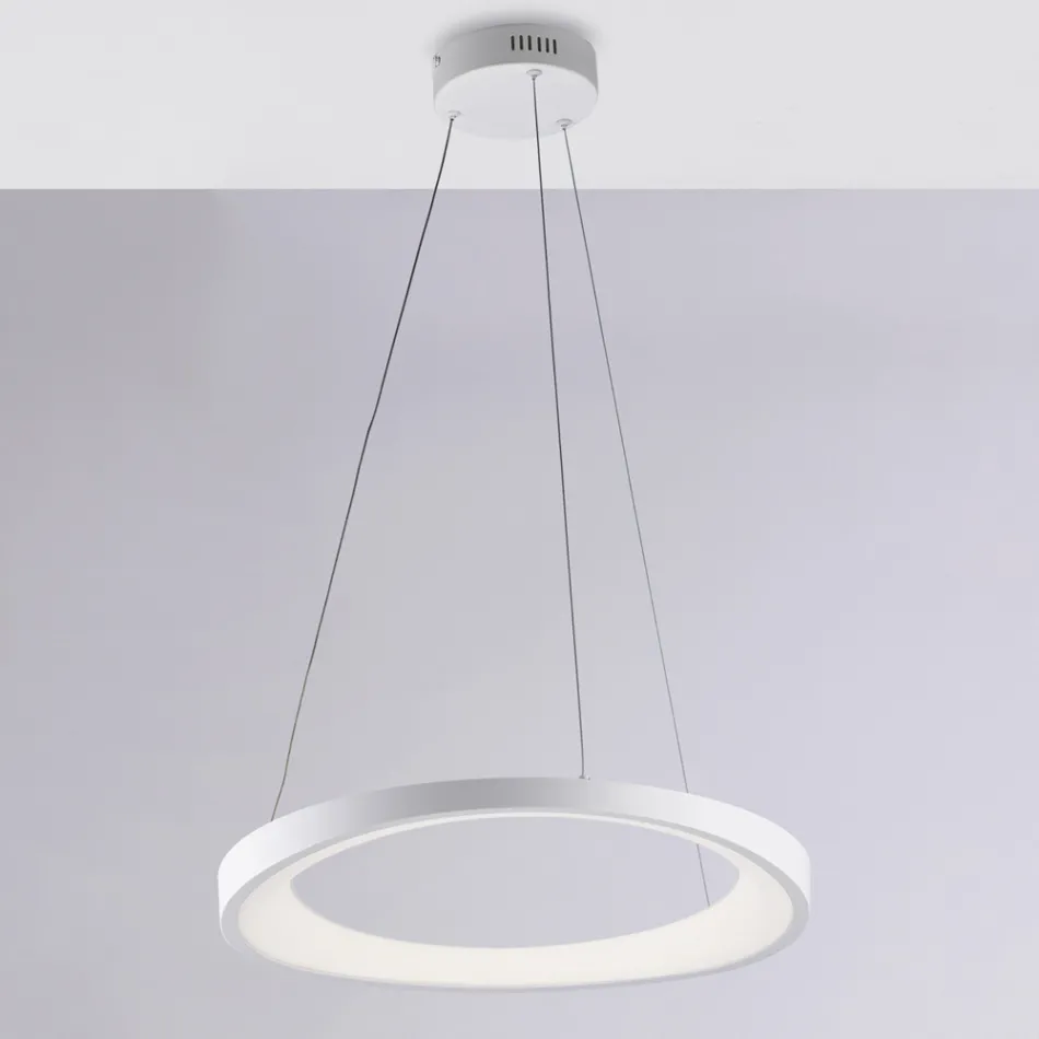 Lampadario a sospensione in metallo bianco cromo e argento per interni – Voyager Viadurini