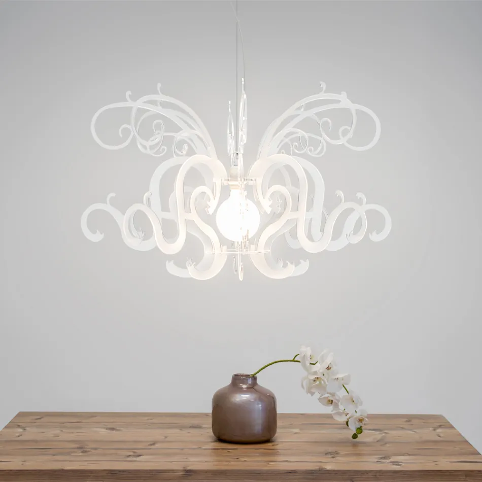 Lampadario a Sospensione in Plexiglass Bianco Design Riciclabile - Sancio Viadurini