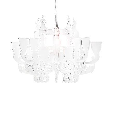 Lampadario a Sospensione in Plexiglass Bianco Satinato Made in Italy - Gea Viadurini