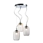 Lampadario a Tre Lumi e Barra Circolare in Vetro Soffiato Made in Italy - Soffio Viadurini