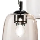 Lampadario a Tre Lumi e Barra Circolare in Vetro Soffiato Made in Italy - Soffio Viadurini