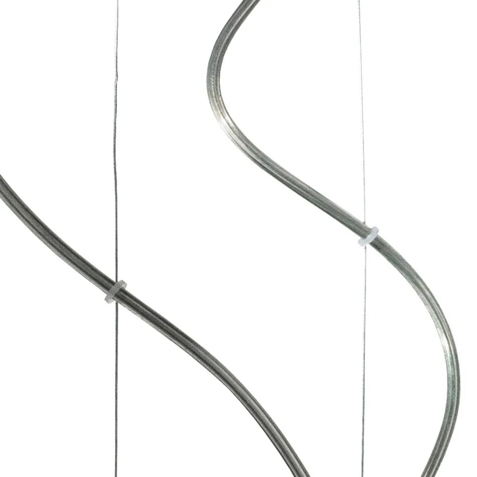 Lampadario a Tre Lumi e Barra Circolare in Vetro Soffiato Made in Italy - Soffio Viadurini