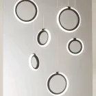 Lampadario Appeso in Metallo Verniciato Nero con 6 Luci LED - Cedro Viadurini