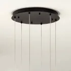 Lampadario Appeso in Metallo Verniciato Nero con 6 Luci LED - Cedro Viadurini