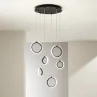 Lampadario Appeso in Metallo Verniciato Nero con 6 Luci LED - Cedro Viadurini