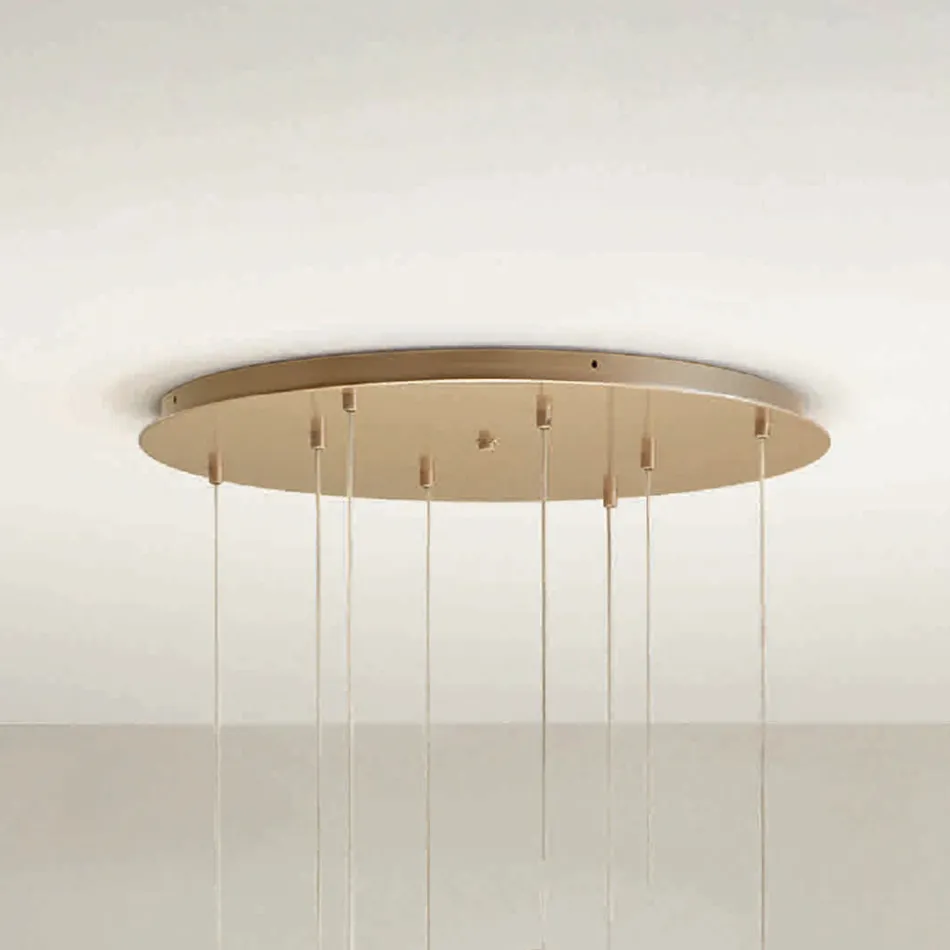 Lampadario Appeso in Metallo Verniciato Oro con 8 Luci LED - Cedro Viadurini