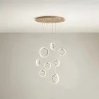 Lampadario Appeso in Metallo Verniciato Oro con 8 Luci LED - Cedro Viadurini