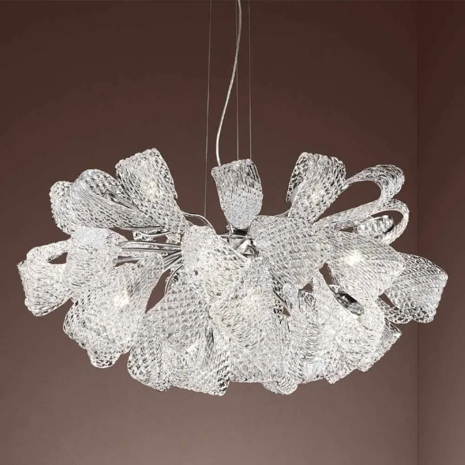 Lampadario Artigianale a 21 Luci in Vetro Veneziano, Made in Italy - Diamonique Viadurini