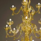 Lampadario Artigianale a 28 Luci in Vetro Veneziano e Oro Made in Italy - Regina Viadurini