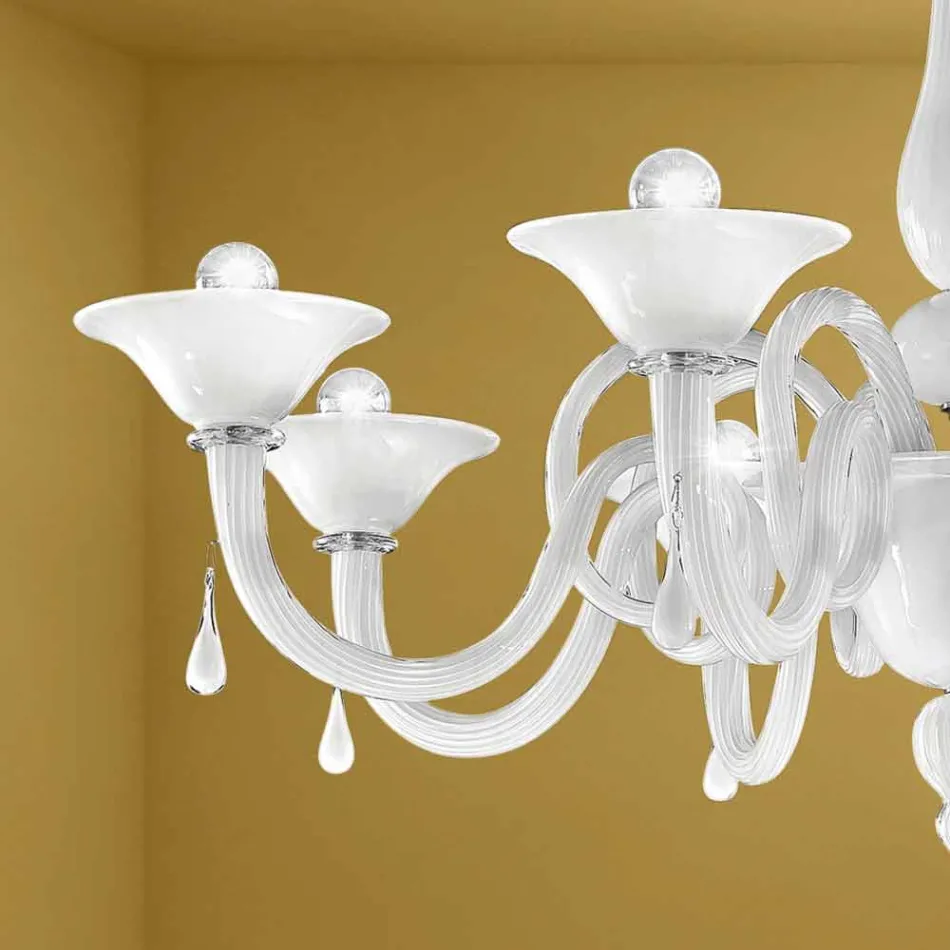 Lampadario Artigianale a 8 Luci in Vetro di Venezia, Made in Italy - Margherita Viadurini