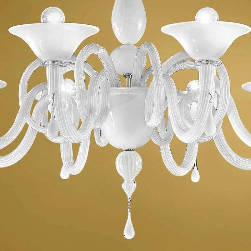 Lampadario Artigianale a 8 Luci in Vetro di Venezia, Made in Italy - Margherita Viadurini