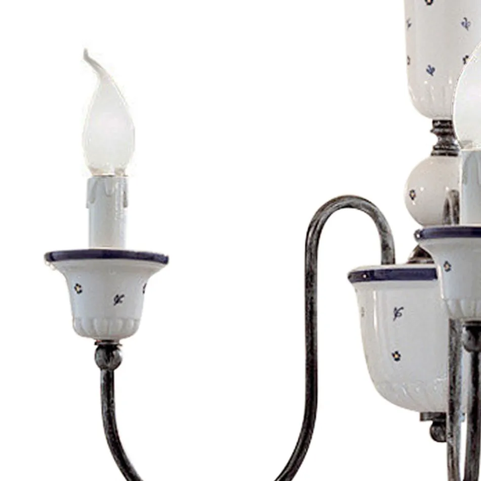 Lampadario Artigianale Ceramica e Ottone Anticato - Sanremo Viadurini