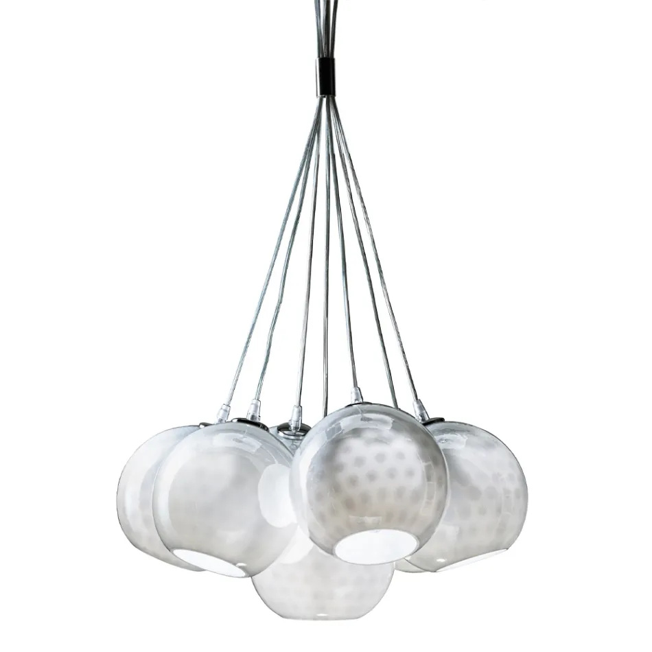 Lampadario Artigianale in Vetro di Venezia e Metallo - Bolle Balloton Viadurini