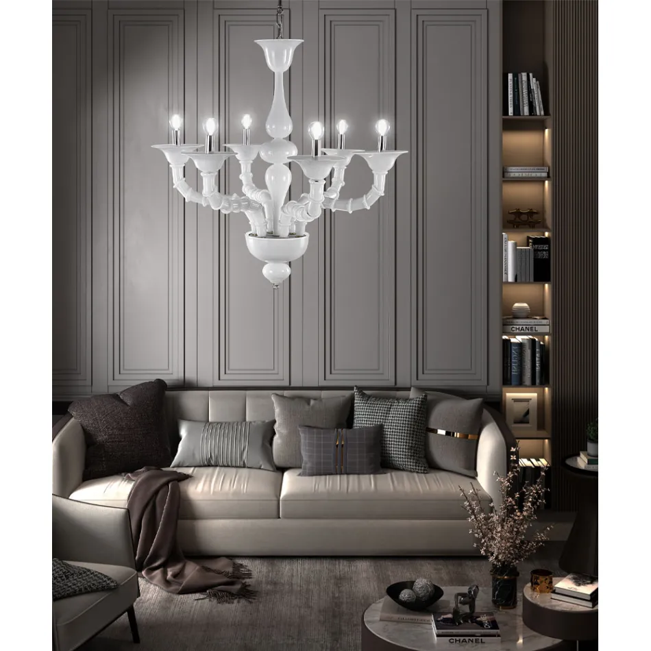 Lampadario Artigianale in Vetro Veneziano Soffiato Stile Classico - Vanity Viadurini