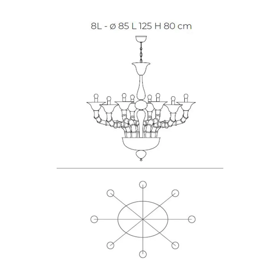 Lampadario Artigianale in Vetro Veneziano Soffiato Stile Classico - Vanity Viadurini