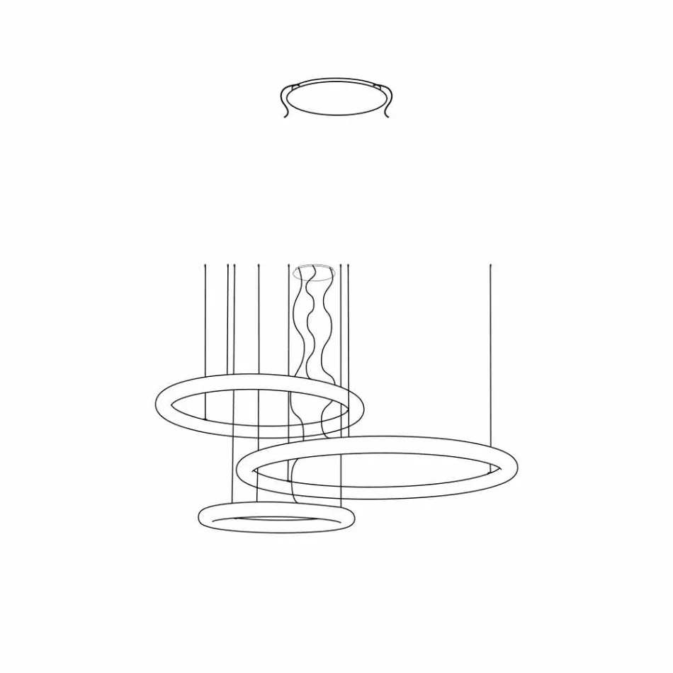 Lampadario Bianco di Design con Rosone in Metallo Made in Italy - Slide Giotto Viadurini