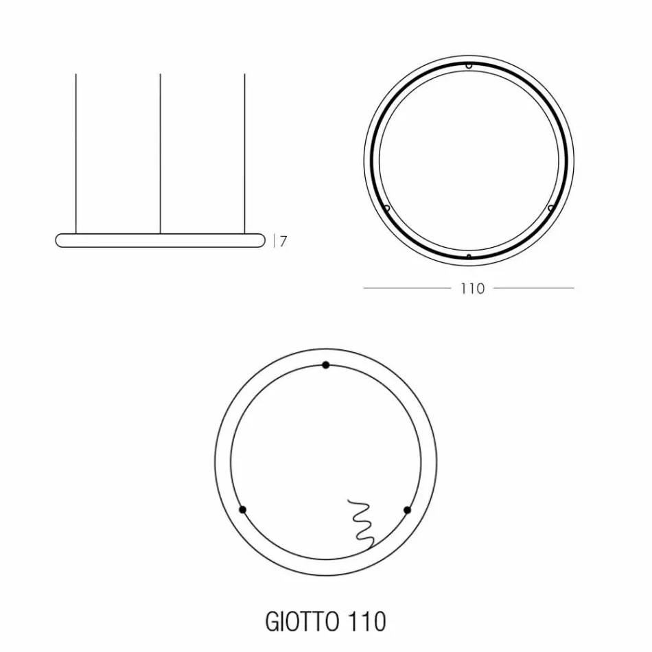 Lampadario Bianco di Design con Rosone in Metallo Made in Italy - Slide Giotto Viadurini