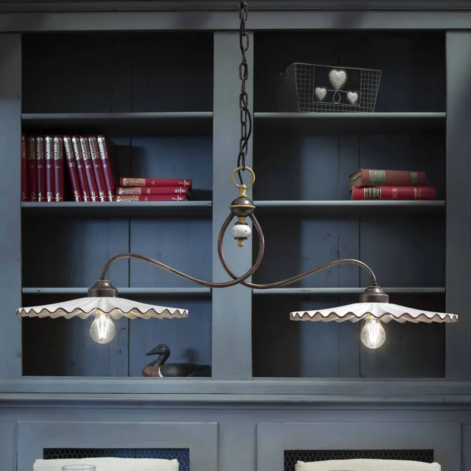 Lampadario bilancere in ceramica lucida Ferroluce L'Aquila  Viadurini