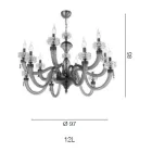 Lampadario Classico 12 Luci in Vetro Artigianale di Lusso Italiano - Saline Viadurini