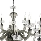 Lampadario Classico 12 Luci in Vetro Artigianale di Lusso Italiano - Saline Viadurini