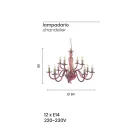 Lampadario Classico 12 Luci in Vetro Italiano a Mano e Metallo - Oliver Viadurini