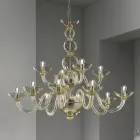 Lampadario Classico 12 Luci in Vetro Veneziano Made in Italy - Foscarino Viadurini