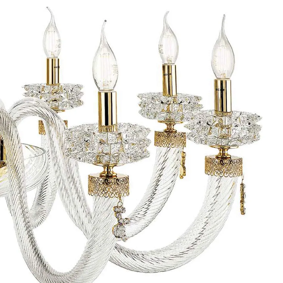Lampadario Classico 18 Luci in Vetro Artigianale di Lusso Italiano - Saline Viadurini