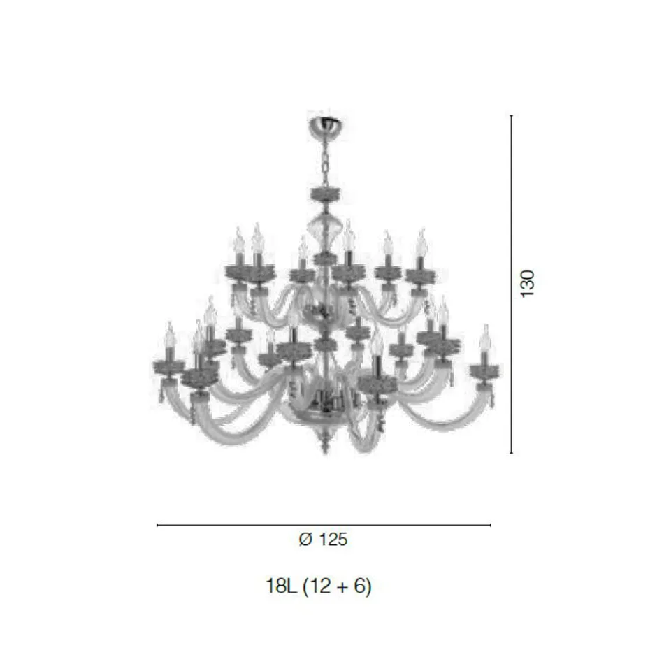 Lampadario Classico 18 Luci in Vetro Artigianale di Lusso Italiano - Saline Viadurini