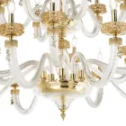 Lampadario Classico 18 Luci in Vetro Artigianale di Lusso Italiano - Saline Viadurini