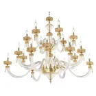 Lampadario Classico 18 Luci in Vetro Artigianale di Lusso Italiano - Saline Viadurini