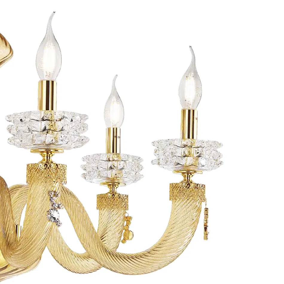 Lampadario Classico 30 Luci in Vetro Artigianale di Lusso Italiano - Saline Viadurini