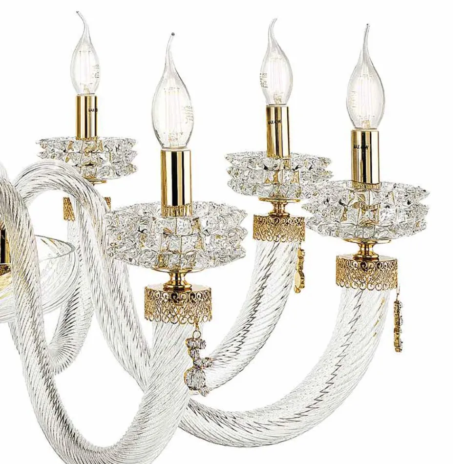 Lampadario Classico 30 Luci in Vetro Artigianale di Lusso Italiano - Saline Viadurini