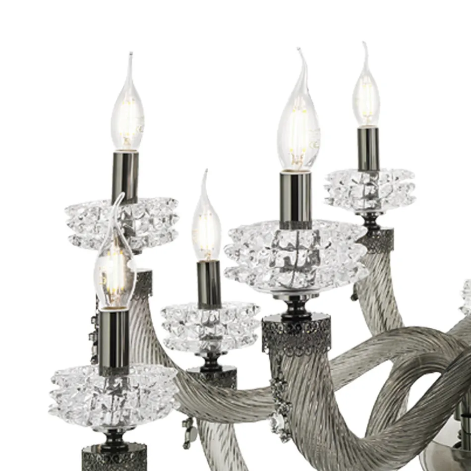 Lampadario Classico 30 Luci in Vetro Artigianale di Lusso Italiano - Saline Viadurini