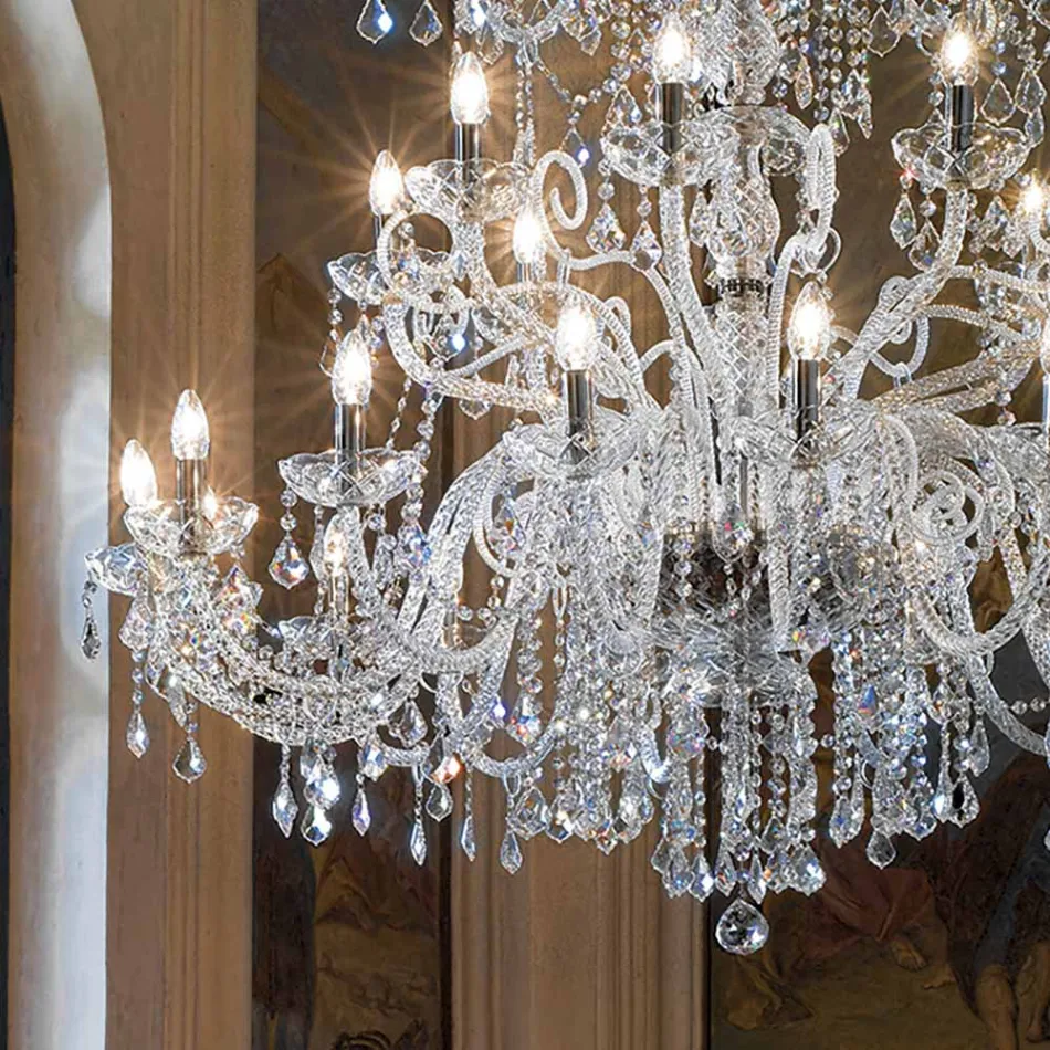 Lampadario Classico 36 Luci in Vetro di Venezia Made in Italy - Fiorentino Viadurini